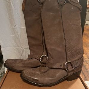 Golden Goose vintage worked In tan leather Moto Cowboy boot size 7